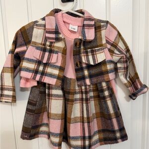 H&M Pink and Brown Plaid Dress with Jacket